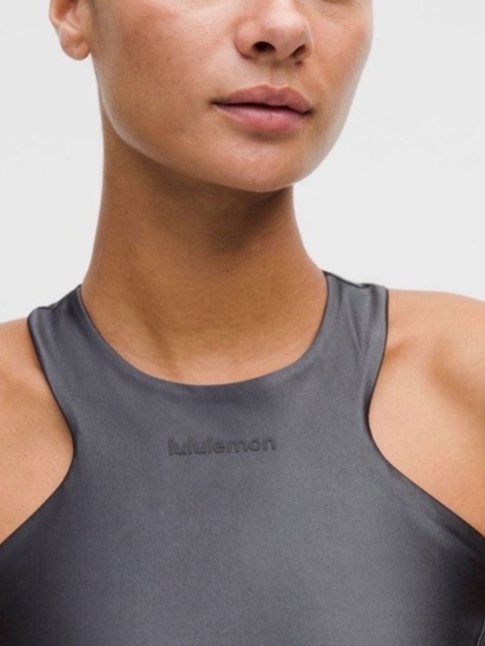 Lululemon Black Satin Shine Tank Top High-Neck Athletic Tank Racerback Size 2